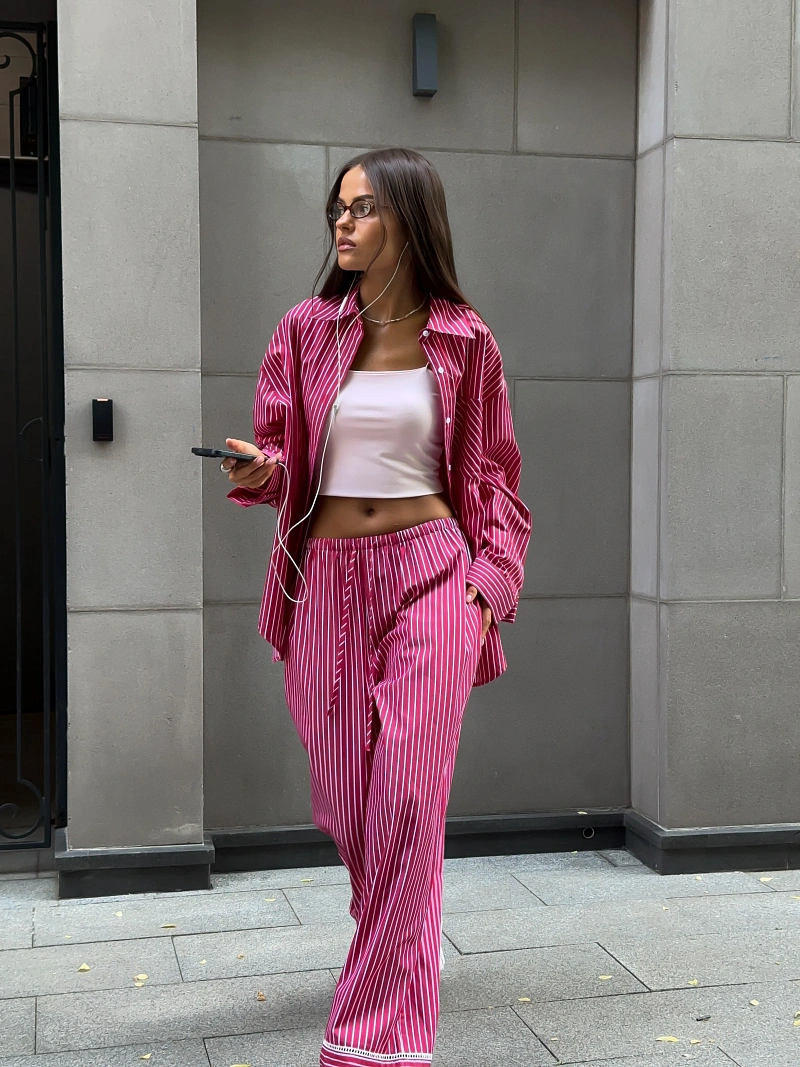 Хлопковый комплект из рубашки и брюк