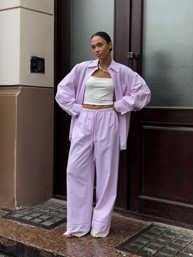 Хлопковый комплект из рубашки и брюк