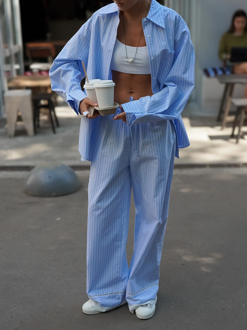 Хлопковый комплект из рубашки и брюк