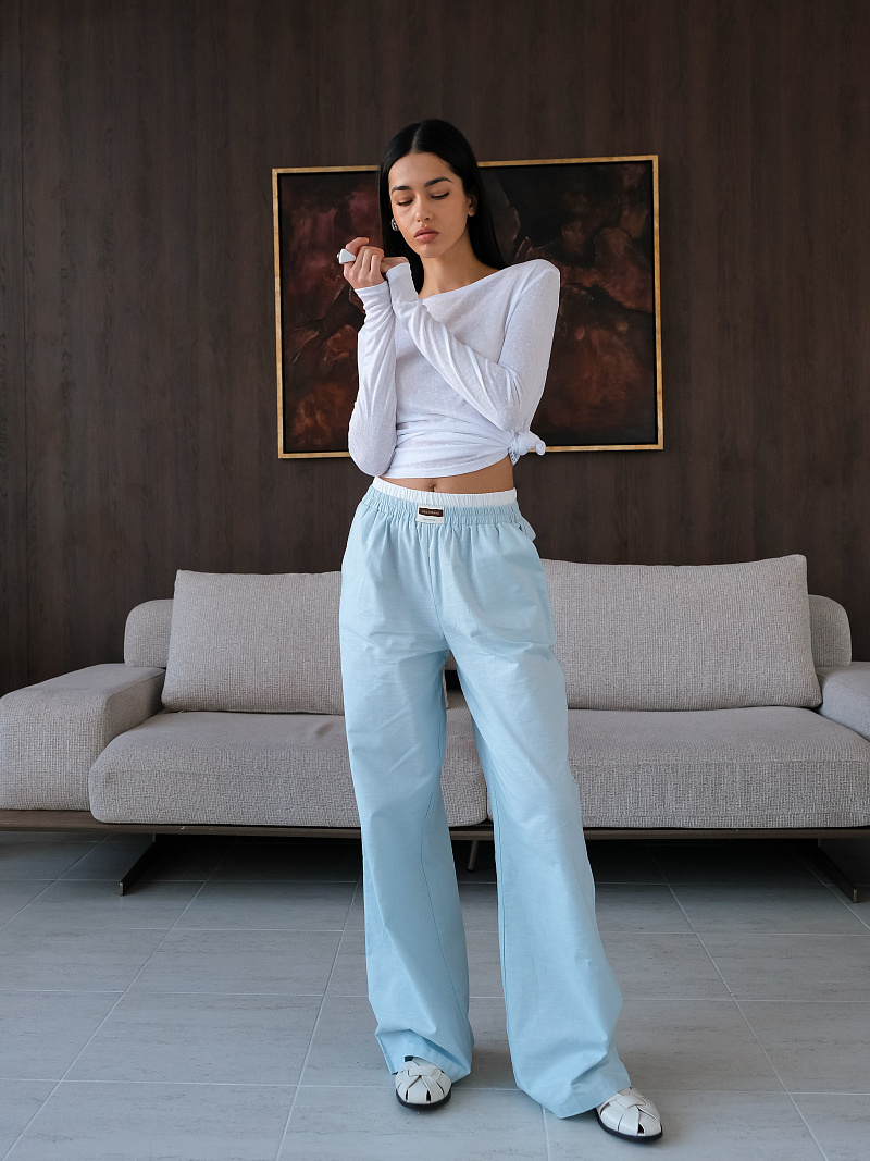 Брюки из хлопка и льна