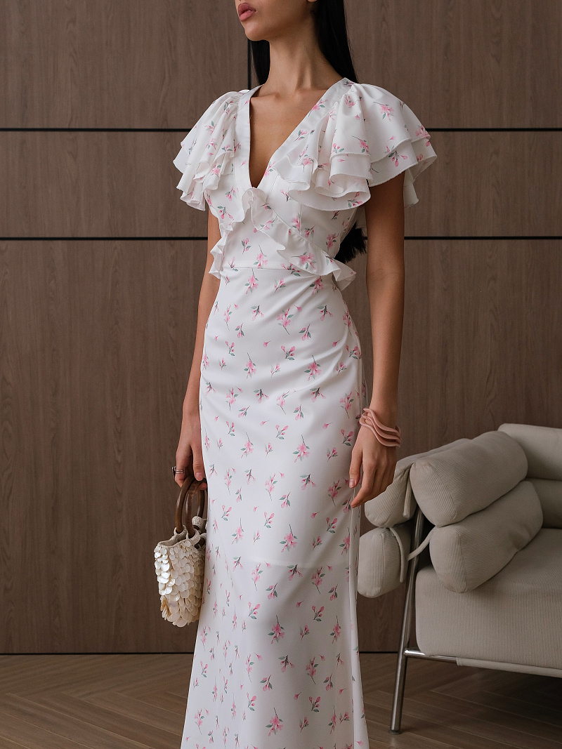 Платье макси с цветочным принтом