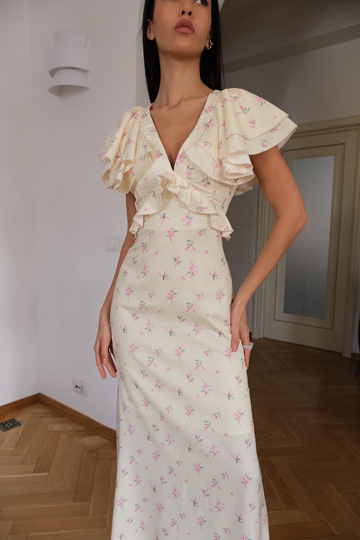 Платье макси с цветочным принтом